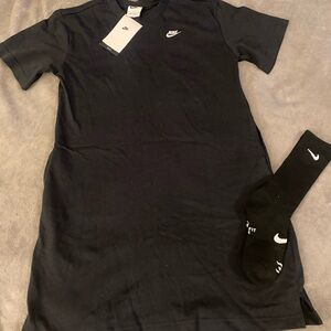 Nike Black Girls' Casual Tee Dress with Nike Socks